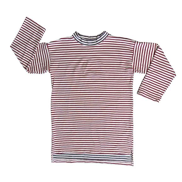 SIR Red White Striped High Low Mock Neck Tunic Sweater Women’s - Picture 9 of 10